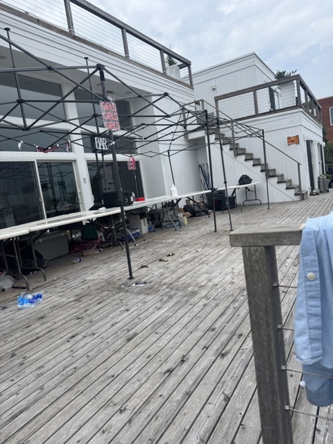 Waterfront deck during event setup