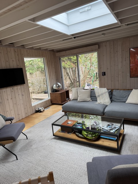 Living room with skylight after a full house cleaning